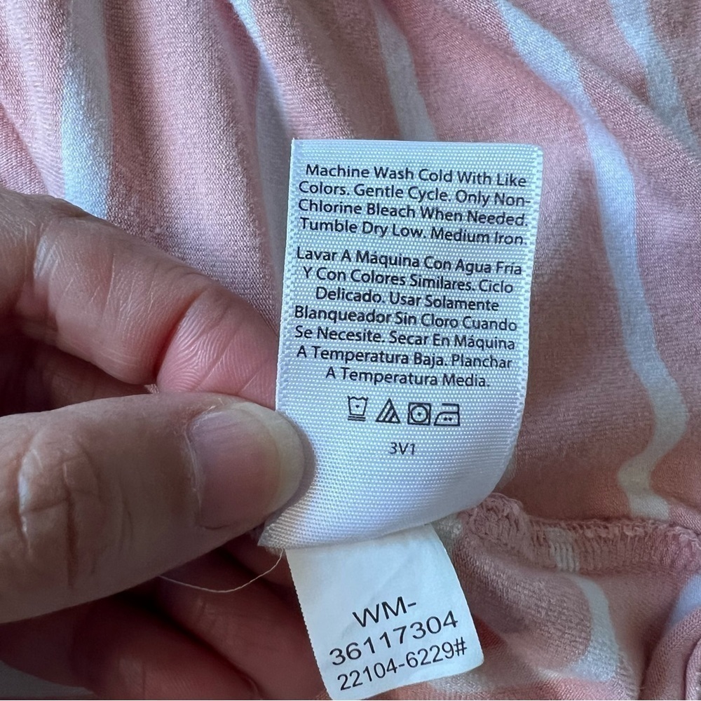 2/$30 Time and Tru Jersey Knit Sleeveless Dress Pink and White Stripe SZ M 8-10 - Picture 8 of 11